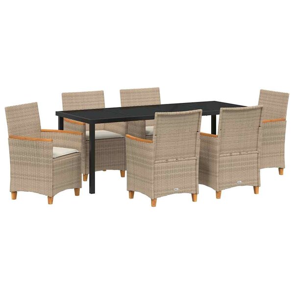 vidaXL Ensemble de salle à manger pour jardin 7 Pièces Beige polyrotin