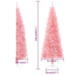 vidaXL Demi sapin de Noël artificiel mince avec support Rose 240 cm