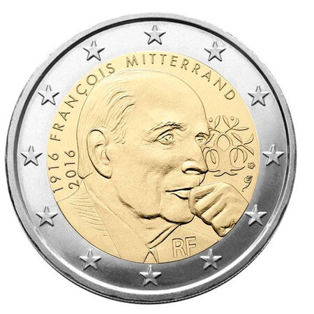 Monnaie 2 euros commémorative france 2016 - françois mitterrand