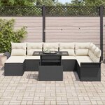 vidaXL Ensemble de canapé de jardin avec coussin 9 Pièces Noir Poly rotin