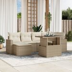 vidaXL Salon de jardin avec coussins 7 Pièces beige résine tressée
