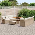 vidaXL Ensemble de canapé de jardin 11 Pièces Beige Poly rotin
