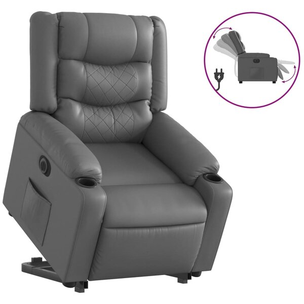 vidaXL Fauteuil inclinable électrique gris similicuir