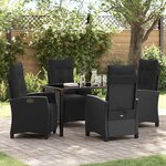 vidaXL Ensemble de salle à manger pour jardin 5 Pièces Noir polyrotin