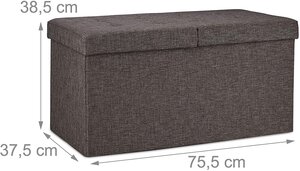 Banquette avec espace de rangement pliable rembourré couvercle rabattable marron 13_0000373_2