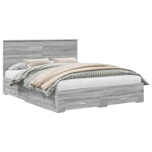 vidaXL Cadre de lit Gris Sonoma 160 x 200 cm Bois d'ingénierie