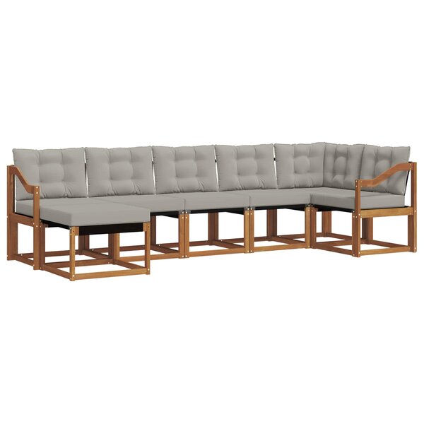 vidaXL Ensemble de canapés d'extérieur 7 pc Gris Naturel et Clair