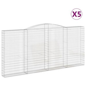 vidaXL Paniers à gabions arqués 5 Pièces 400x30x180/200 cm Fer galvanisé