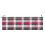 vidaXL Banc de jardin avec coussin à carreaux rouge 150 cm Teck massif