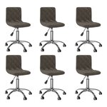 vidaXL Chaises pivotantes à manger lot de 6 Gris foncé Velours