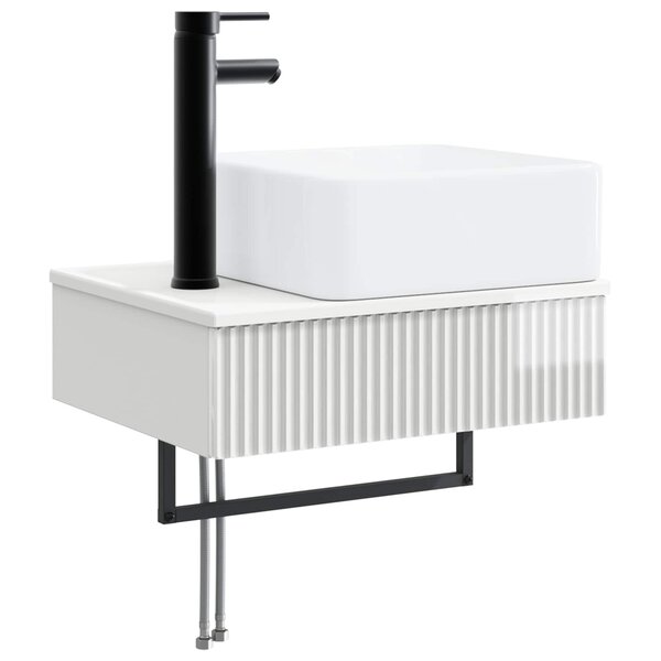 vidaXL Basin de lavage mural Blanc brillant 50 x 41 x 39 cm