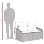 Canapé de jardin 2 places vidaXL avec coussins en poly rotin marron
