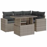 vidaXL Salon de jardin 5 Pièces avec coussins gris clair résine tressée