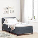 Lit ressort vidaXL avec matelas gris foncé 90x200 cm en velours