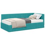 vidaXL Cadre de lit d'angle avec matelas Turquoise 90 x 190 cm Velours