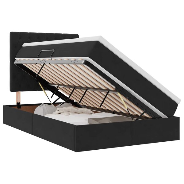 vidaXL Lit avec rangement et LED avec LED Noir 120 x 190 cm Velours