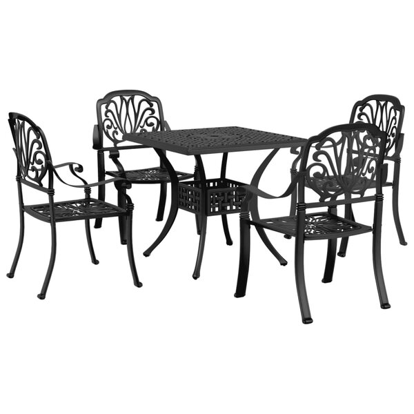 vidaXL Ensemble à manger de jardin 5 Pièces noir aluminium coulé