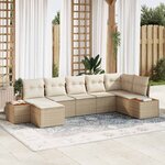 vidaXL Ensemble de canapé de jardin avec coussin 7 Pièces beige et crème