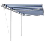 vidaXL Auvent rétractable automatique et poteaux 3 5x2 5 m Bleu blanc