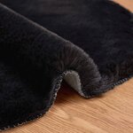 vidaXL Tapis en Fourrure Synthétique de Lapin Olite Noir 50 x 80 cm