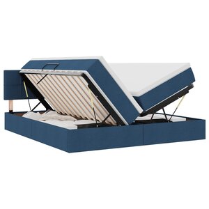 vidaXL Lit de rangement LED avec matelas Bleu 180 x 200 cm Tissu