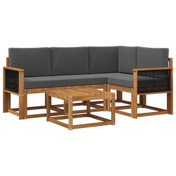 vidaXL Ensemble de canapés d'extérieur 5 pc Naturel et Anthracite