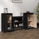 vidaXL Buffets 2 Pièces noir 39x35x80 cm bois massif de pin