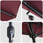 vidaXL Parasol de jardin Rouge bordeaux 294 x 150 x 223 cm tissu