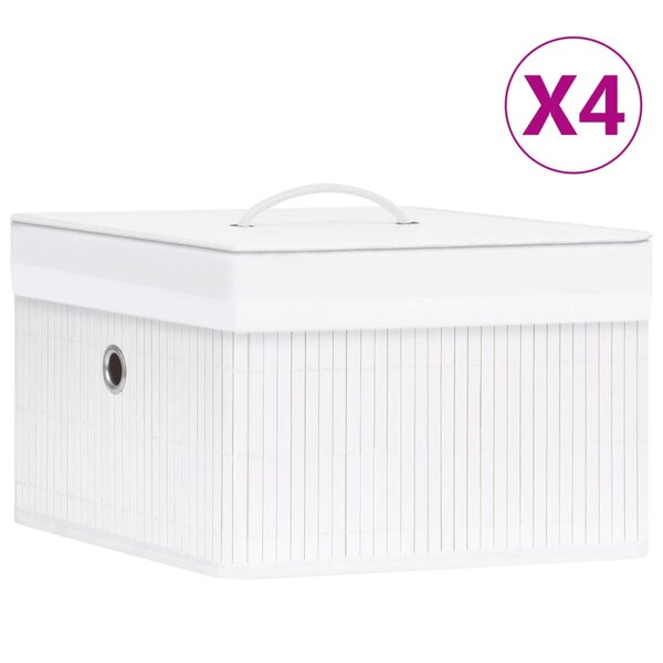 vidaXL Boîtes de rangement en bambou 4 Pièces Blanc
