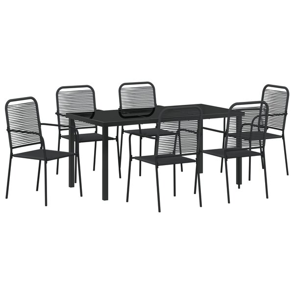 vidaXL Set de salle à manger de jardin 7 pièces en corde de coton et en acier