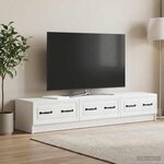 vidaXL Meuble TV Blanc brillant 147 x 34 5 x 27 cm Bois d'ingénierie