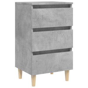 vidaXL Table de chevet avec pieds en bois solide gris béton 40x35x69cm