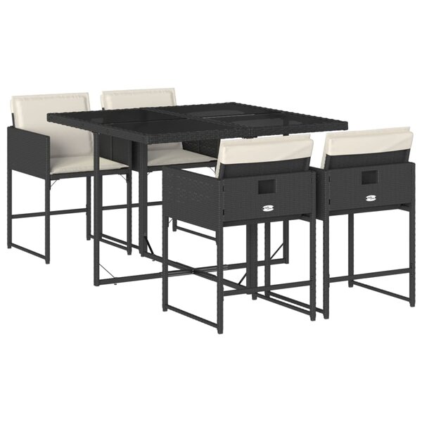 vidaXL Ensemble à manger de jardin coussins 5Pièces Noir Résine tressée