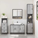vidaXL Ensemble de meubles de salle de bain 3 Pièces Sonoma gris
