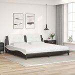 vidaXL Lit avec matelas Zadar noir et blanc 200x200 cm similicuir