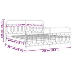 vidaXL Cadre de lit métal sans matelas avec pied de lit noir 200x200cm