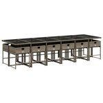 vidaXL Ensemble à manger de jardin coussins 13 Pièces gris résine tressée