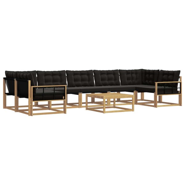 vidaXL Ensemble de canapés d'extérieur 8 pc Blanc et noir