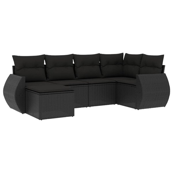 vidaXL Salon de jardin 6 Pièces avec coussins noir résine tressée
