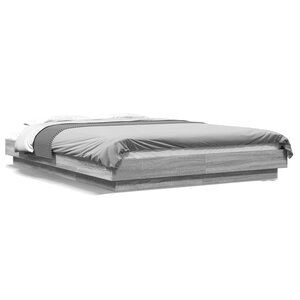 vidaXL Cadre de lit et lumières LED sans matelas sonoma gris 120x190cm
