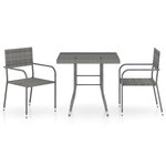 vidaXL Ensemble à manger de jardin 3Pièces Résine tressée Anthracite gris