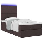 vidaXL Lit ottoman avec matelas et LED marron foncé 90x200 cm tissu