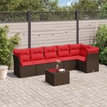 vidaXL Salon de jardin avec coussins 7 Pièces marron résine tressée