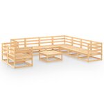 vidaXL Salon de jardin 10 Pièces bois de pin massif