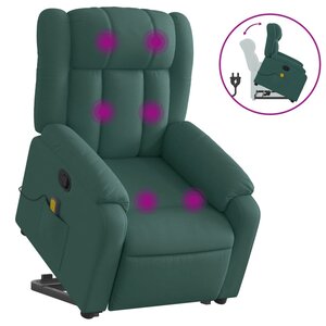 vidaXL Fauteuil inclinable de massage Vert foncé Tissu