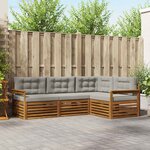 vidaXL Ensemble de canapés d'extérieur 4 Pièces Gris Naturel et Clair