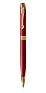 PARKER Sonnet Stylo bille  laque rouge  Recharge noire pointe moyenne  Coffret cadeau