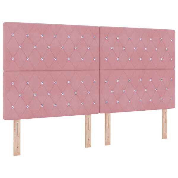 vidaXL Tête de Lit Bouton en Cristal Tufté Rose 180 cm Velours
