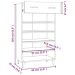 vidaXL Armoire à chaussures Blanc brillant 60x35x105cm Bois ingénierie