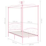 vidaXL Cadre de lit à baldaquin sans matelas rose métal 100x200 cm